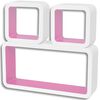 vidaXL Estantes flotantes pared 3 pzas libros/DVD MDF blanco rosa