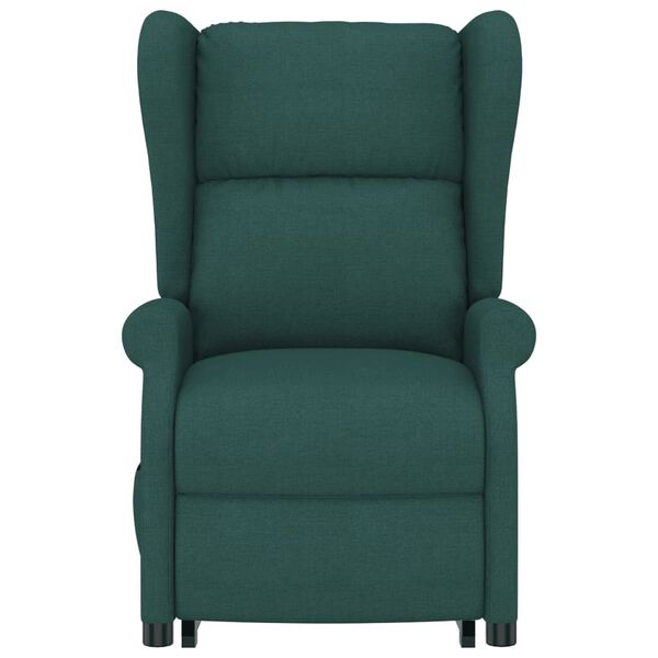 vidaXL Sill&oacute;n de masaje elevable tela verde oscuro