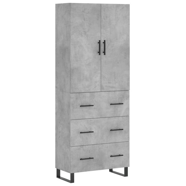 vidaXL Aparador alto madera contrachapada gris hormig&oacute;n 69,5x34x180 cm