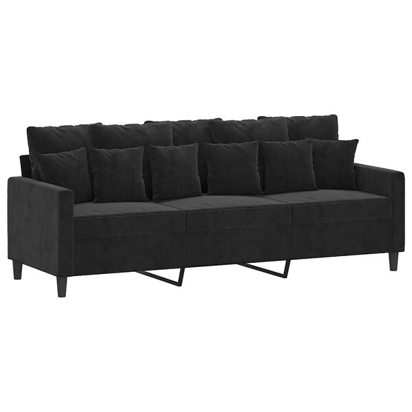 vidaXL Sof&aacute; de 3 plazas terciopelo negro 180 cm