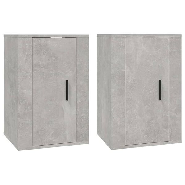 vidaXL Muebles para TV de pared 2 uds gris hormig&oacute;n 40x34,5x60 cm
