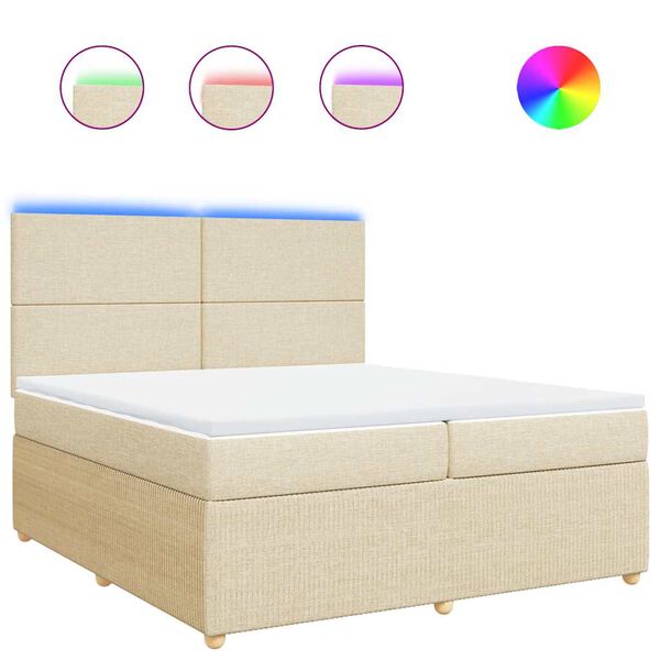 vidaXL Cama box spring con colch&oacute;n tela color crema 200x200 cm