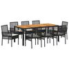 vidaXL Conjunto de Comedor de Jard&iacute;n 9 pcs Negro rat&aacute;n sint&eacute;tico