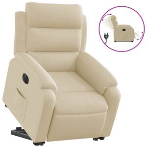 vidaXL Sill&oacute;n el&eacute;ctrico reclinable elevable de tela color crema