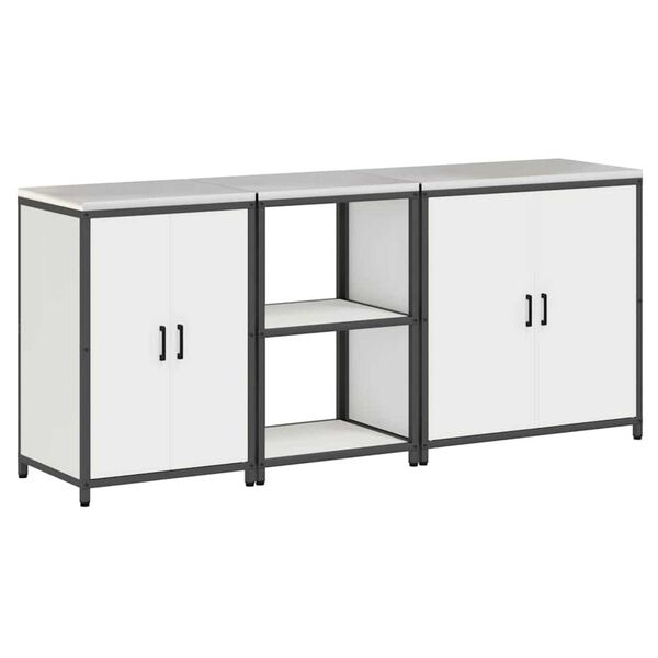 vidaXL Juego de Almacenamiento de Cocina con estante Otro 3 pcs Acero