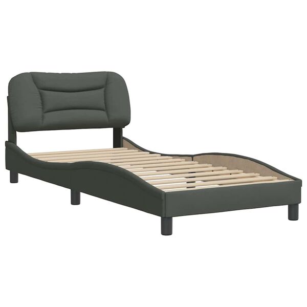 vidaXL Estructura de cama sin colch&oacute;n Hvar tela gris oscuro 90x190 cm