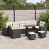 vidaXL Conjunto de sof&aacute; de jard&iacute;n 10 pcs Negro rat&aacute;n sint&eacute;tico
