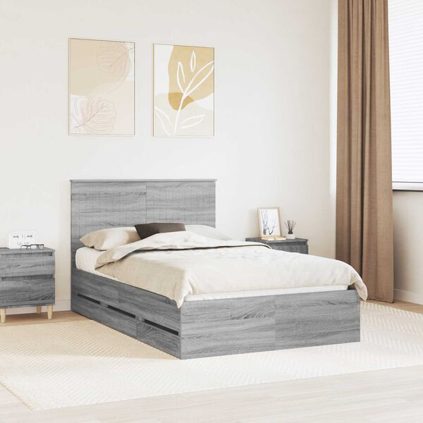 vidaXL Estructura de cama Gris Sonoma 120 x 200 cm Madera Ingenieril