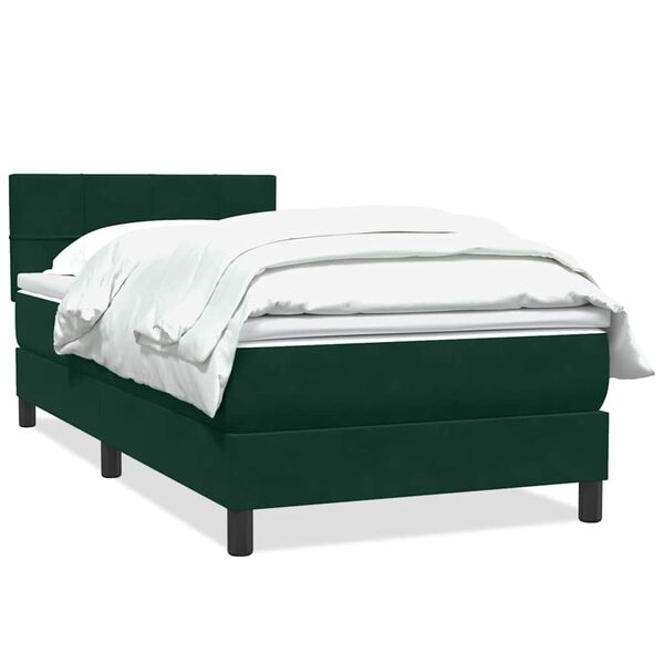 vidaXL Cama box spring con colch&oacute;n terciopelo verde oscuro 80x220 cm