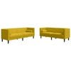 vidaXL Set de sof&aacute;s Chesterfield y cojines 2 pzas terciopelo amarillo