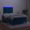 vidaXL Cama box spring colch&oacute;n y LED terciopelo azul oscuro 120x200 cm