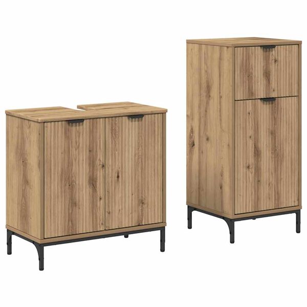 vidaXL Juego de muebles de ba&ntilde;o con caj&oacute;n 2 pcs Roble artesanal