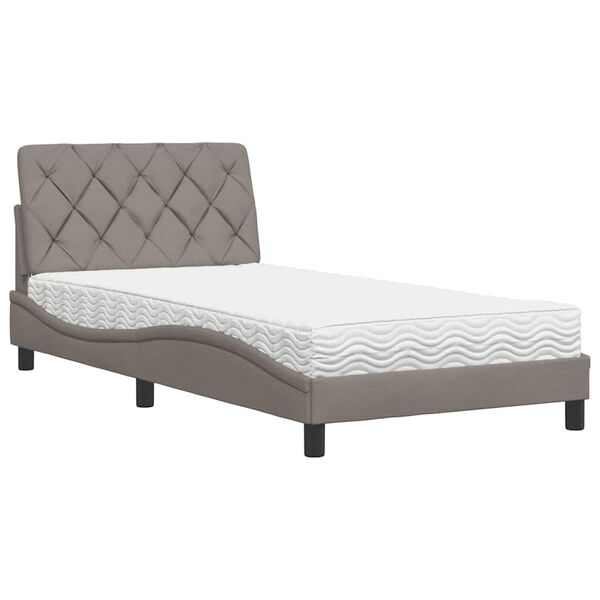 vidaXL Cama con colch&oacute;n tela gris taupe 100x200 cm