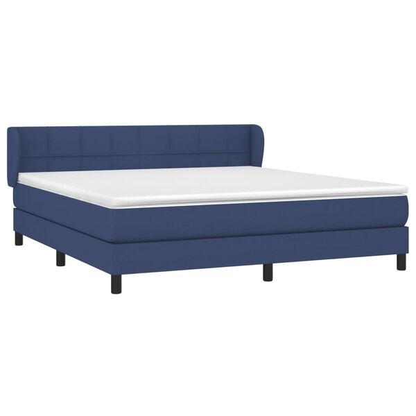 vidaXL Cama box spring con colch&oacute;n tela azul 160x200 cm