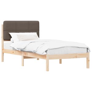 vidaXL Estructura de Cama con Cabecera Tapizada Taup&eacute; 75 x 190 cm