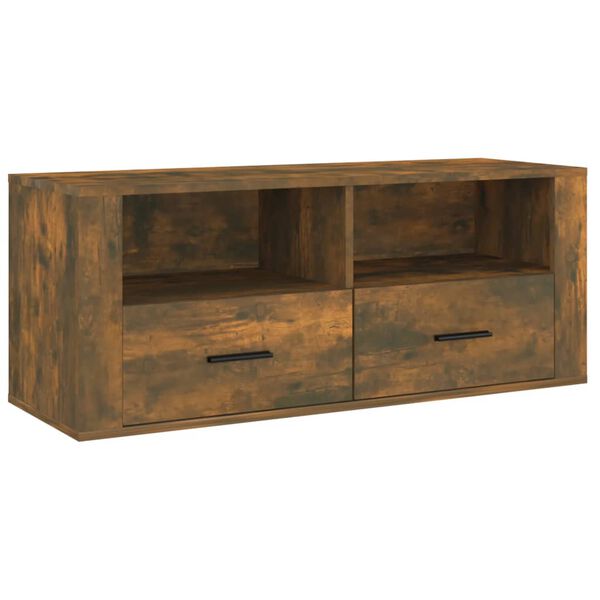 vidaXL Mueble para TV madera contrachapada roble ahumado 100x35x40 cm