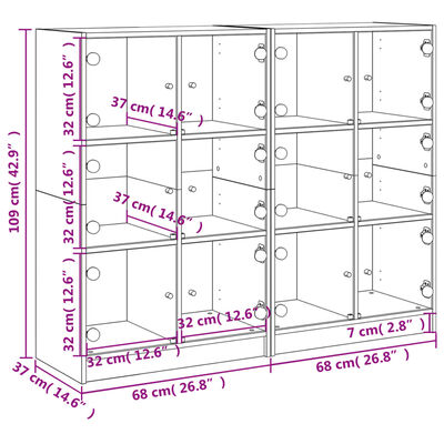 vidaXL Estantería con puertas madera de ingeniería gris 136x37x109 cm