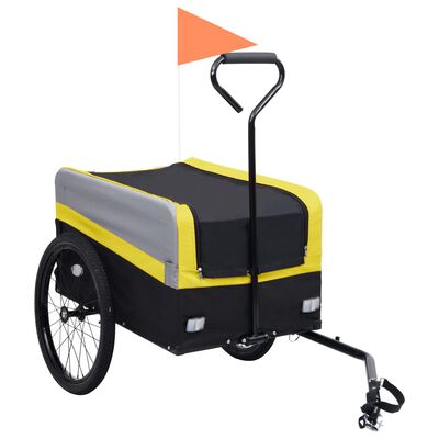 vidaXL Remolque y carrito de bicicleta XXL 2 en 1 amarillo gris negro