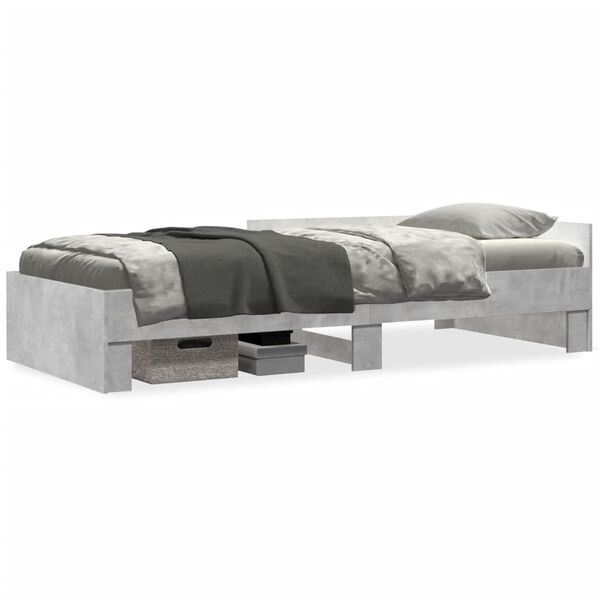 vidaXL Estructura de cama madera de ingenier&iacute;a gris hormig&oacute;n 75x190 cm