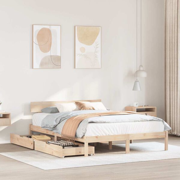 vidaXL Estructura de cama sin colch&oacute;n madera de pino maciza 120x200 cm