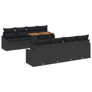 vidaXL Conjunto de sof&aacute;s de jard&iacute;n 9 uds. Negro y Marr&oacute;n