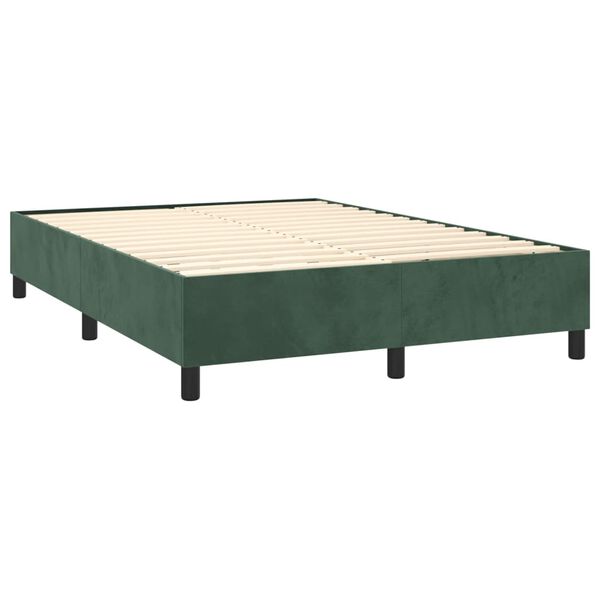 vidaXL Cama box spring con colch&oacute;n terciopelo verde oscuro 140x190 cm