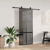 vidaXL Puerta corredera con herrajes negro 90x205 cm vidrio templado
