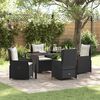 vidaXL Conjunto de Comedor de Jard&iacute;n 5 pcs Negro rat&aacute;n sint&eacute;tico