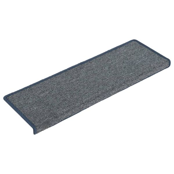 vidaXL Alfombrillas para escaleras 15 unidades 65x21x4 cm Gris claro y azul Borde rectangular