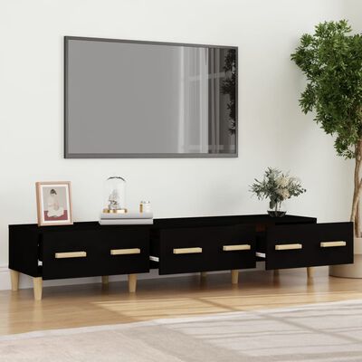 vidaXL Mueble de TV madera contrachapada negro 150x34,5x30 cm