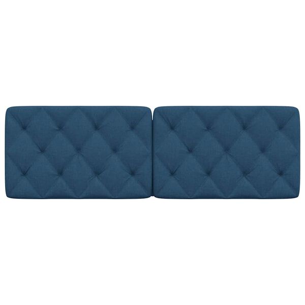 vidaXL Cabecero de cama acolchado tela azul 160 cm