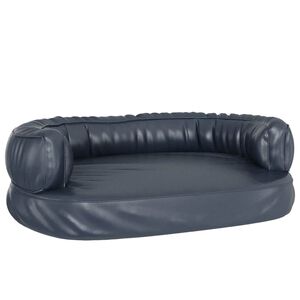 vidaXL Cama para perros de espuma cuero sint&eacute;tico azul oscuro 75x53 cm