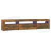 vidaXL Mueble de TV con luces LED roble ahumado 195x35x40 cm