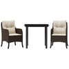 vidaXL Set comedor de jard&iacute;n 3 piezas y cojines rat&aacute;n sint&eacute;tico marr&oacute;n