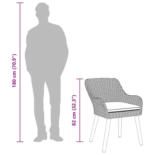 vidaXL Conjunto de Comedor de Jard&iacute;n 7 pcs Gris Claro rat&aacute;n sint&eacute;tico