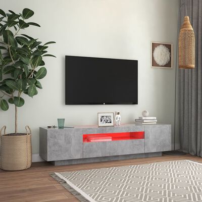 vidaXL Mueble de TV con luces LED gris hormigón 160x35x40 cm