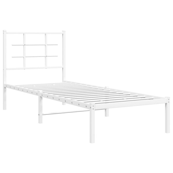 vidaXL Estructura cama sin colchón con cabecero metal blanco 80x200 cm