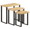 vidaXL Set de 3 mesas apilables con borde natural madera maciza mango