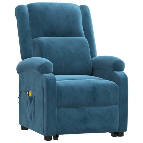 vidaXL Sill&oacute;n de masaje elevable terciopelo azul