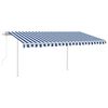 vidaXL Toldo retr&aacute;ctil autom&aacute;tico con postes azul y blanco 4x3 m