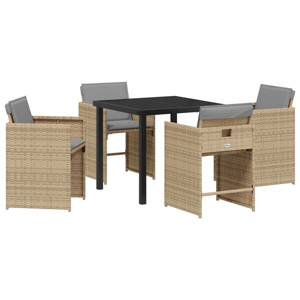 vidaXL Conjunto de Comedor de Jard&iacute;n 5 pcs Beige rat&aacute;n sint&eacute;tico