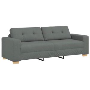 vidaXL Sof&aacute; de 3 plazas gris oscuro, 220x78x80 cm, tela