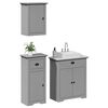 vidaXL Juego de muebles de ba&ntilde;o BODO 3 pzas madera maciza pino gris