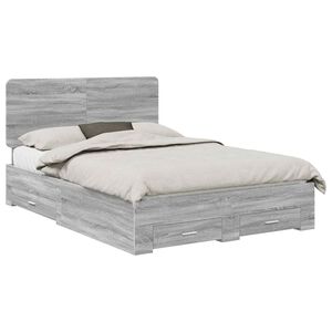 vidaXL Estructura de cama con cabecera Gris Sonoma 140 x 200 cm