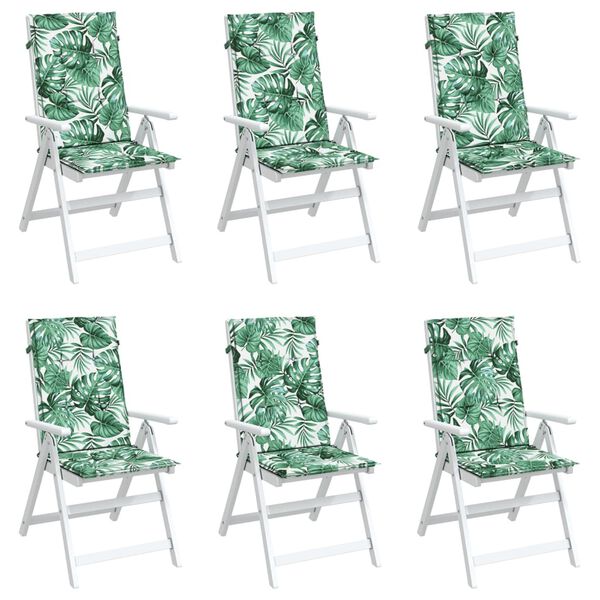 vidaXL Cojines de silla de respaldo alto 6 uds tela estampado de hojas