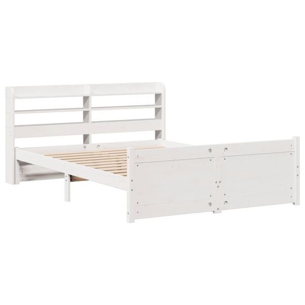 vidaXL Estructura de cama con cabecero sin colch&oacute;n blanco 140x190 cm