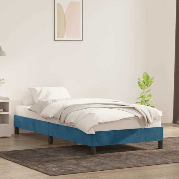 vidaXL Estructura de cama sin colch&oacute;n terciopelo azul oscuro 90x210 cm