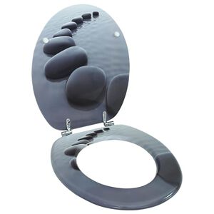 vidaXL Asiento inodoro WC MDF tapa piedras