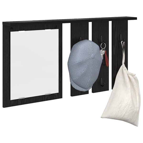 vidaXL Perchero de pared con estante Roble negro 85 x 10 x 45 cm
