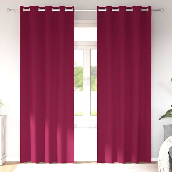 vidaXL Cortinas Opacas con Anillas 2 pcs Rojo vino 245 x 140 cm